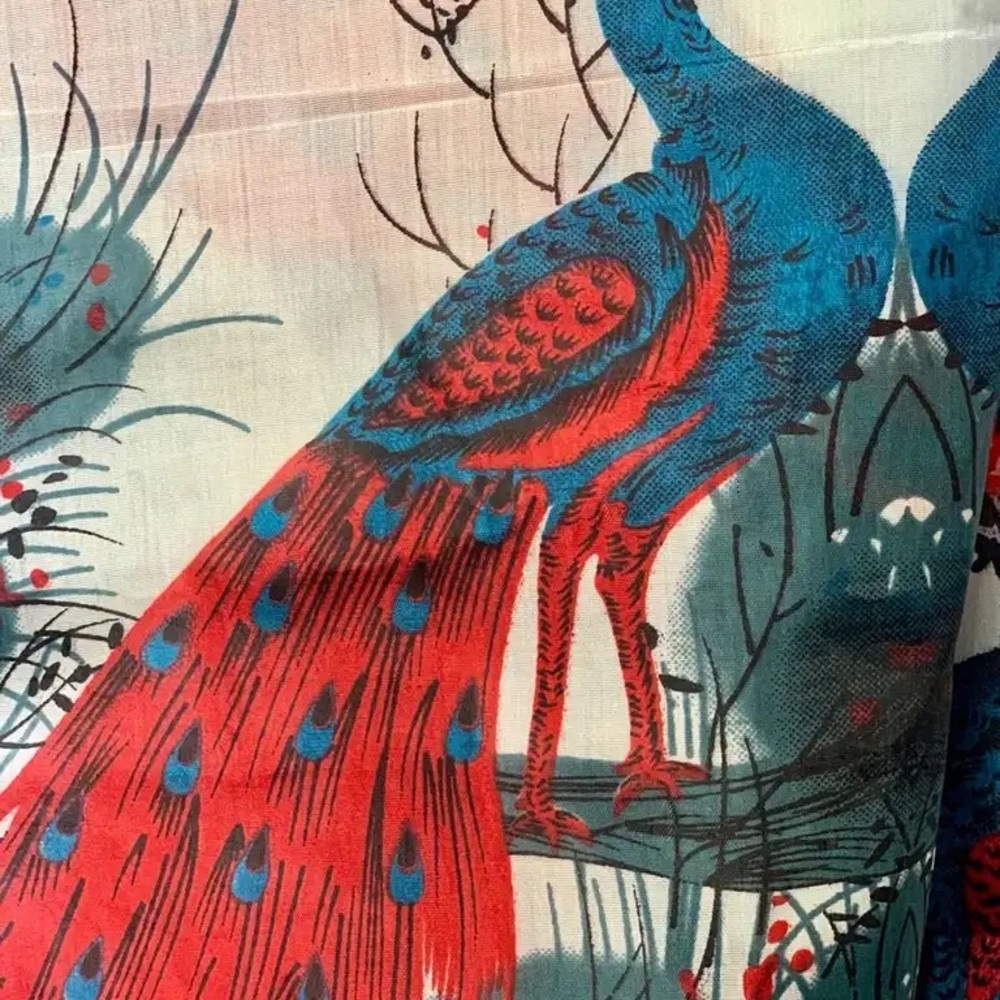 Silk printed peacock fabric - new